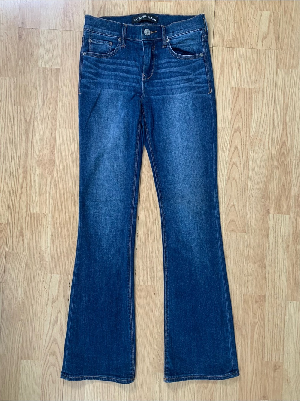 Express Womens Bootcut Jeans Size 2 Blue Medium Wash Mid Rise Stretch Denim
